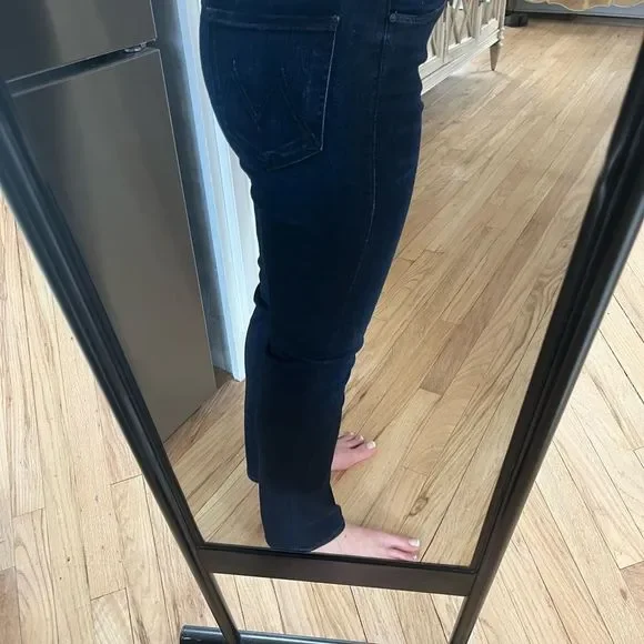 MOTHER Women's Straight Leg Jeans - Dark Blue - Picture 5 of 14